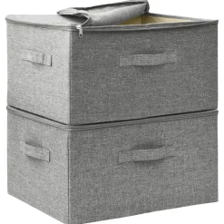 Säilytyslaatikot 2 kpl kangas 43x34x23 cm kerma