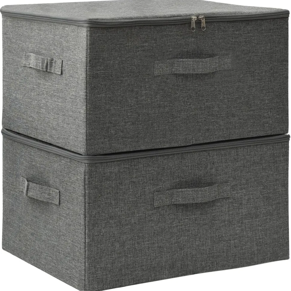 Säilytyslaatikot 2 kpl kangas 43x34x23 cm kerma