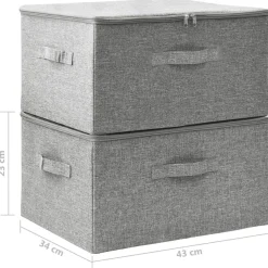 Säilytyslaatikot 2 kpl kangas 43x34x23 cm kerma