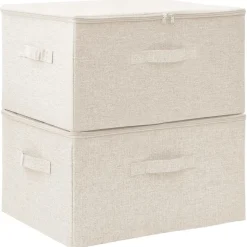 Säilytyslaatikot 2 kpl kangas 43x34x23 cm kerma