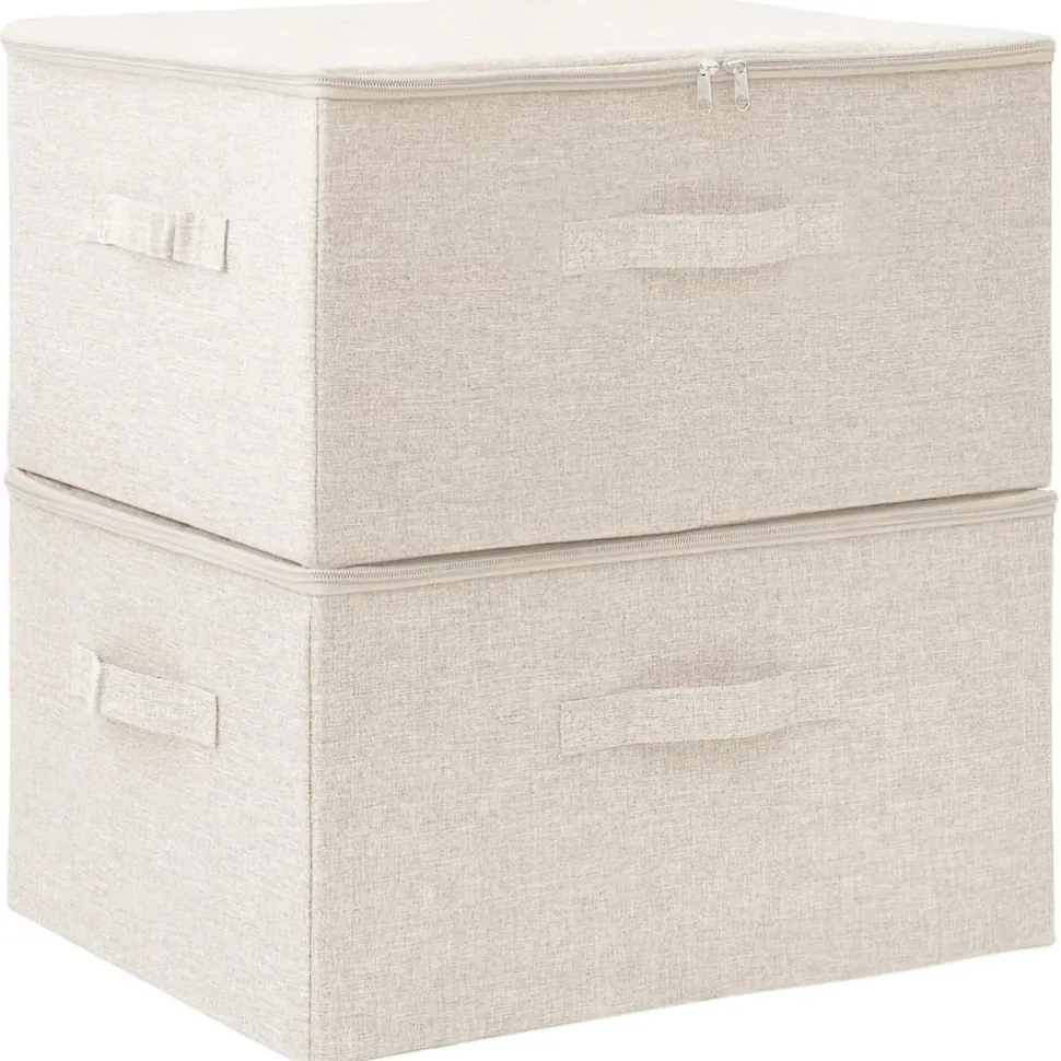 Säilytyslaatikot 2 kpl kangas 43x34x23 cm kerma