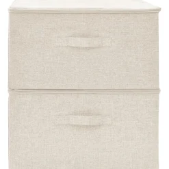 Säilytyslaatikot 2 kpl kangas 43x34x23 cm kerma
