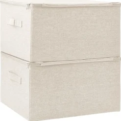Säilytyslaatikot 2 kpl kangas 43x34x23 cm kerma