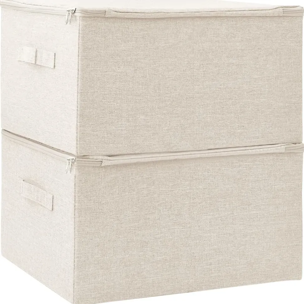 Säilytyslaatikot 2 kpl kangas 43x34x23 cm kerma