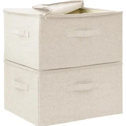 Säilytyslaatikot 2 kpl kangas 43x34x23 cm kerma