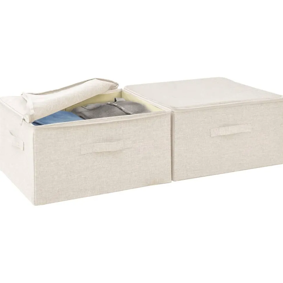 Säilytyslaatikot 2 kpl kangas 43x34x23 cm kerma