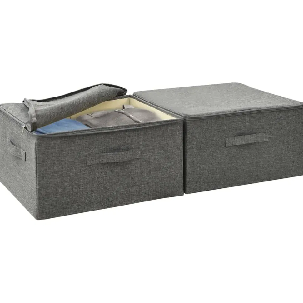Säilytyslaatikot 2 kpl kangas 43x34x23 cm kerma