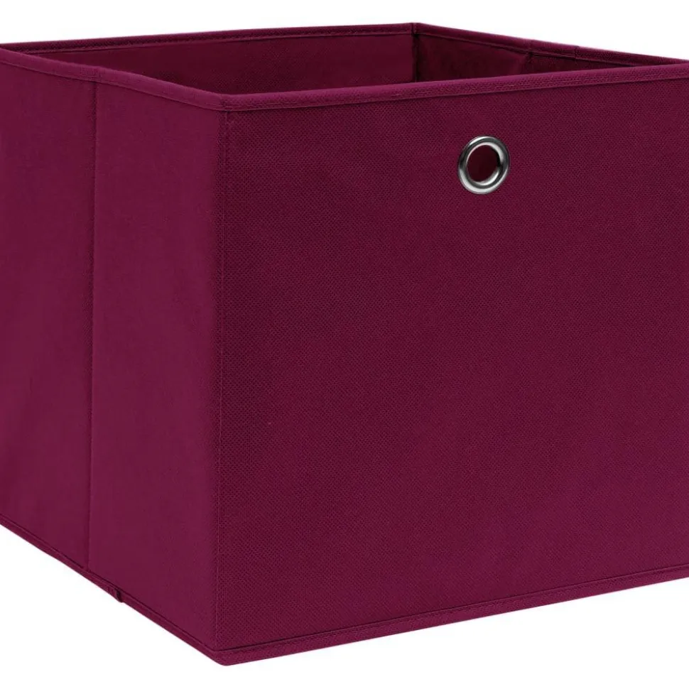 Säilytyslaatikot 4 kpl kuitukangas 28x28x28 cm tummanpunainen