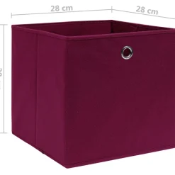 Säilytyslaatikot 4 kpl kuitukangas 28x28x28 cm tummanpunainen