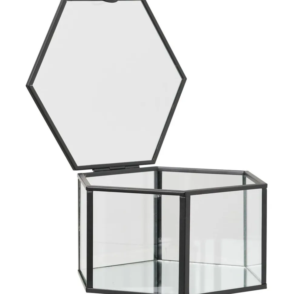 Säilytysrasia House Nordic Torpe, 2kpl, lasi/musta metalli