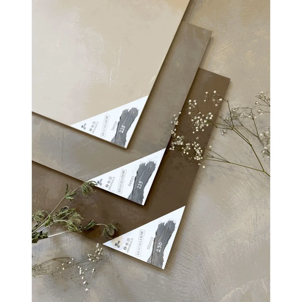 Sisustuslaasti Dekofloor Beton märkätilaan eri värejä