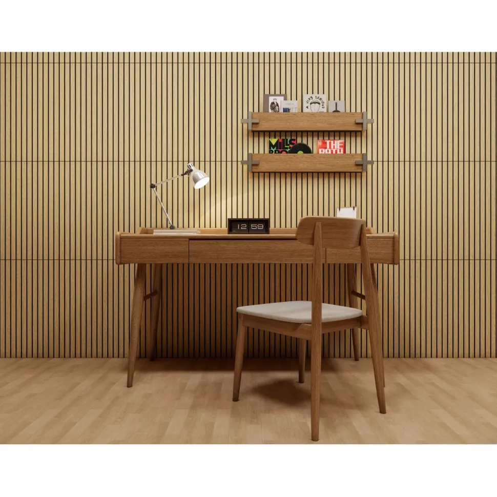 Sisustuslevy/akustiikkalevy Evella Slim Line Easy 60, 9x594x600mm, tammiviilu, tarrakiinnitteinen, 2kpl/pkt
