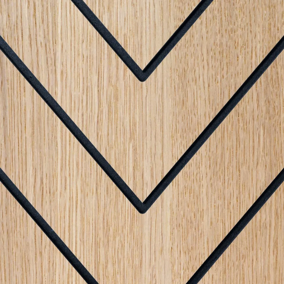 Sisustuslevy Maler Louvre Chevron, 12x616x2800mm, mdf, musta/Afrikan tammi