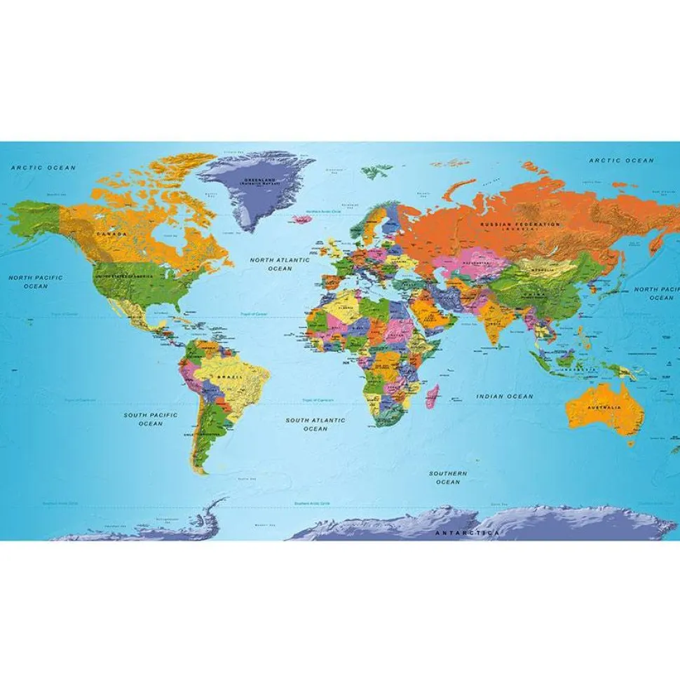 Sisustustarra Artgeist World Map: Colourful Geography II 280x490cm