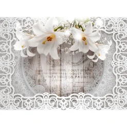 Sisustustarra Artgeist Lilies and Wooden Background 70x98cm