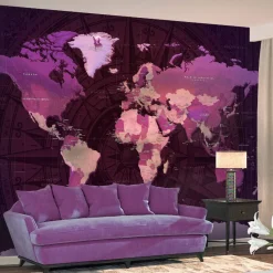 Sisustustarra Artgeist Purple World Map 70x98cm
