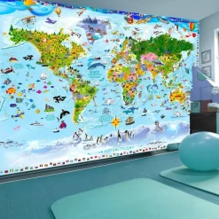 Sisustustarra Artgeist World Map for Kids 70x98cm