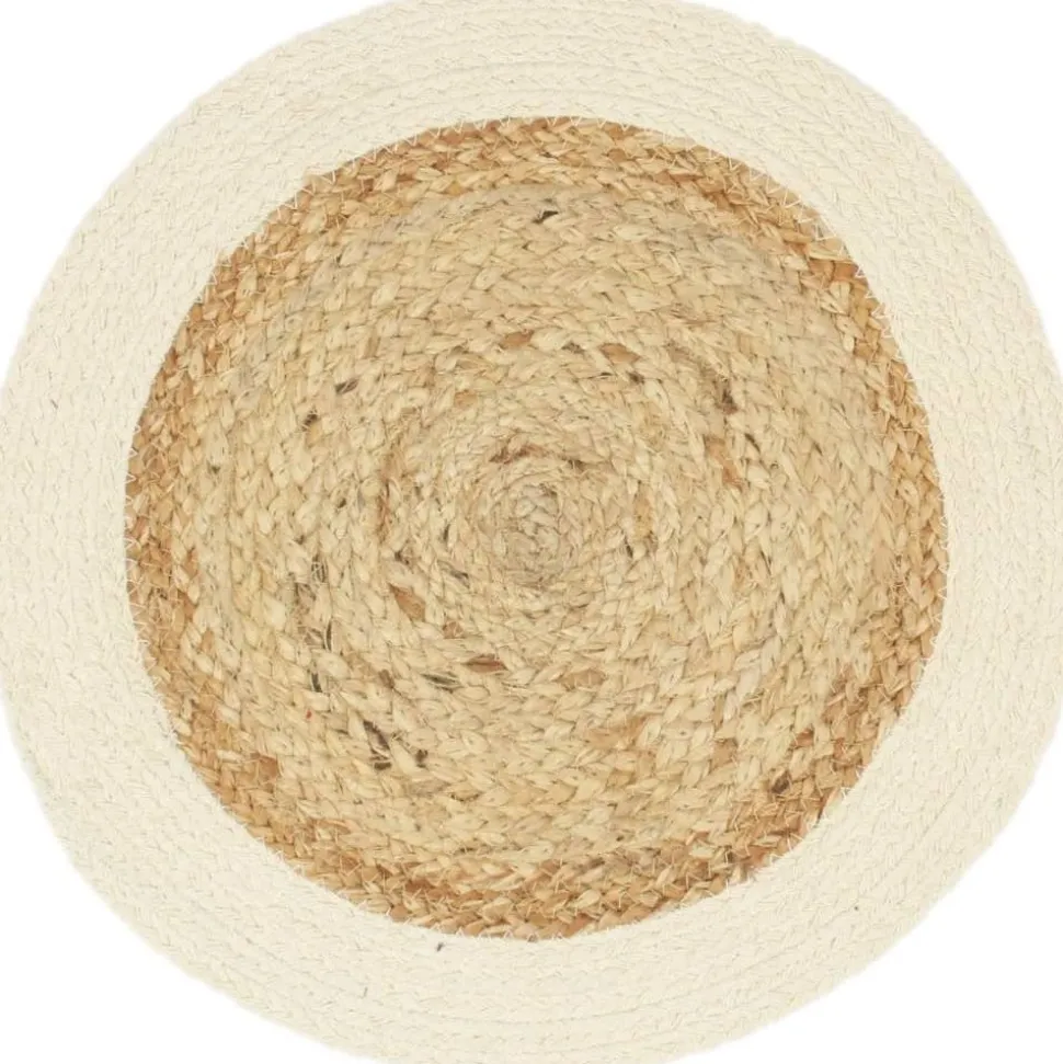 Tabletit 6 kpl luonnollinen 38 cm pyöreä juutti ja puuvilla