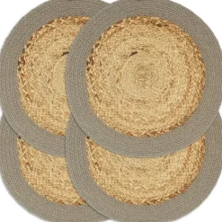 Tabletit 4 kpl luonnollinen/harmaa 38 cm juutti ja puuvilla