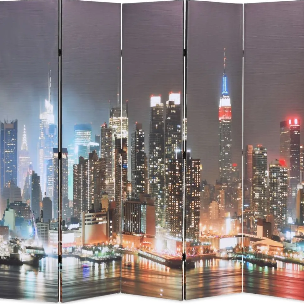 Taitettava tilanjakaja 200x170 cm new yorkin yömaisema