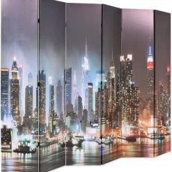 Taitettava tilanjakaja 228x170 cm new yorkin yömaisema