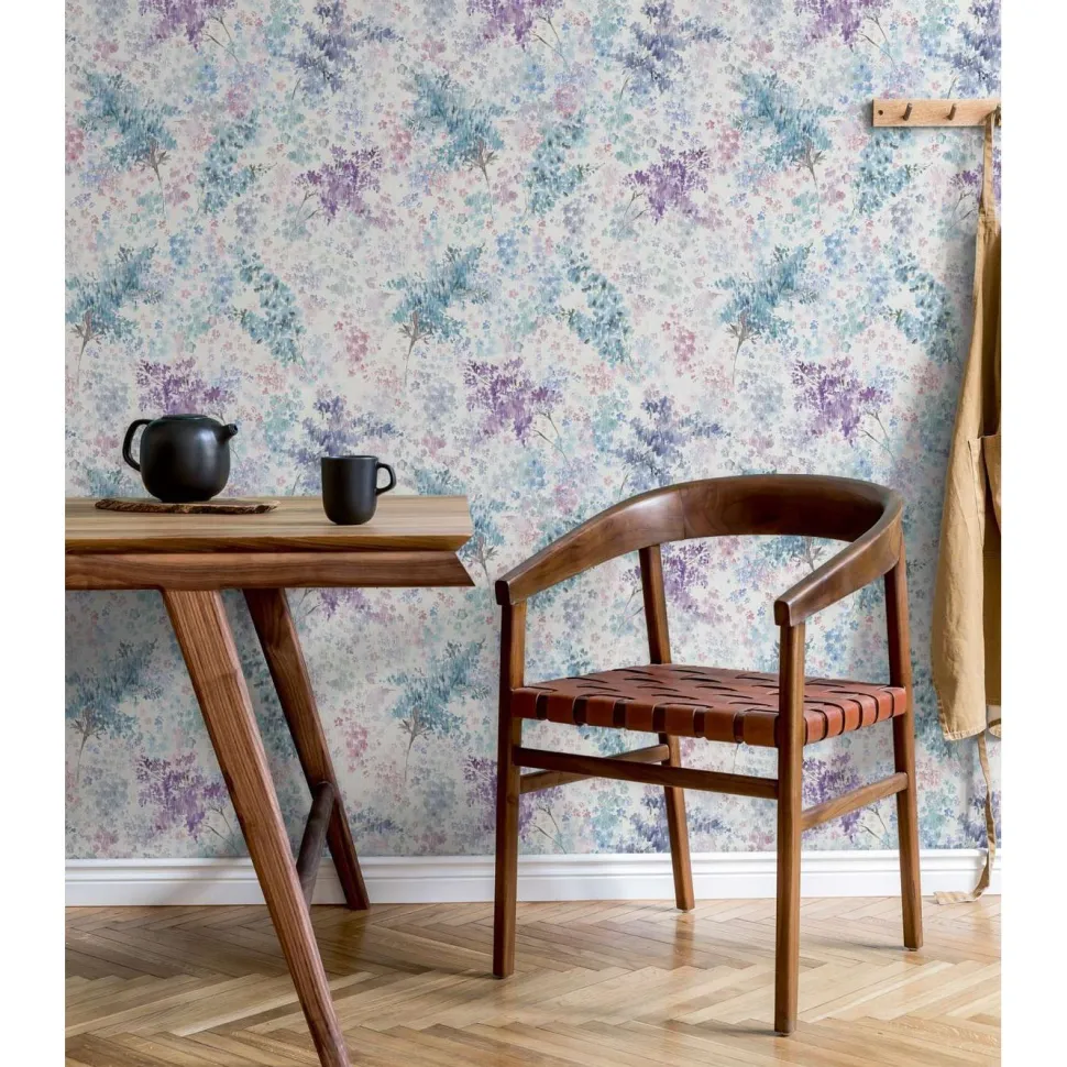 Tapetti Flora kukkakuvio, vinyylipinta, romanttinen, eri värejä