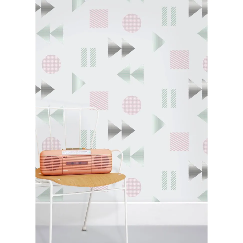 Tapetti Mini Moderns Play/Record, paperi, pilkullinen, pastelli