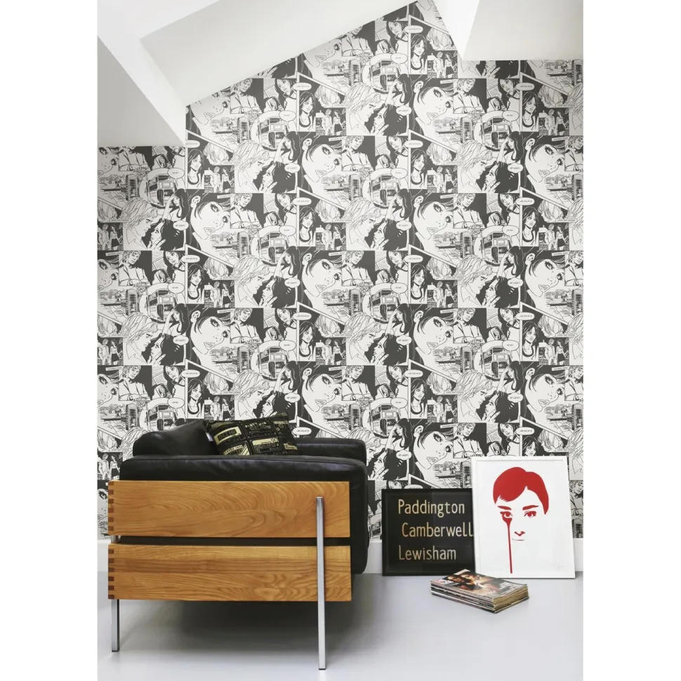 Tapetti Mini Moderns True Romance, paperi, retro, mustavalkoinen