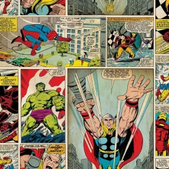 Tapetti Sandudd Marvel Comic Strip 70-264, retro, monivärinen