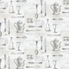 Tapetti Galerie Kitchen Elements KE29939, teksti, harmaa