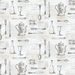 Tapetti Galerie Kitchen Elements KE29939, teksti, harmaa