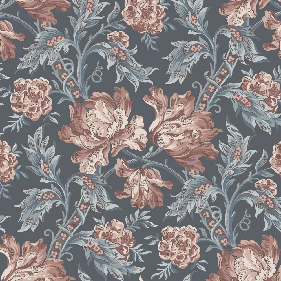 Tapetti Sandberg Amelia, non-woven, maalaisromanttinen, indigonsininen