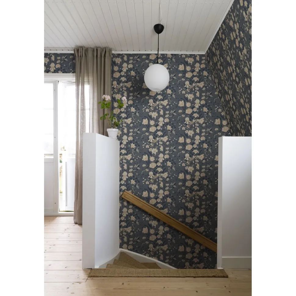 Tapetti Sandberg Karins Bukett, non-woven, maalaisromanttinen, vaaleanpunainen