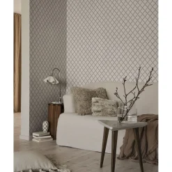 Tapetti Sandberg Trellis, non-woven, kasvi, harmaa