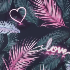Tapetti Sandudd Neon Love 106842, palmu, pinkki