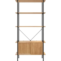 3-tasoinen hylly kaapilla 80x40x92 cm teräs ja tekninen puu vaaleanruskea