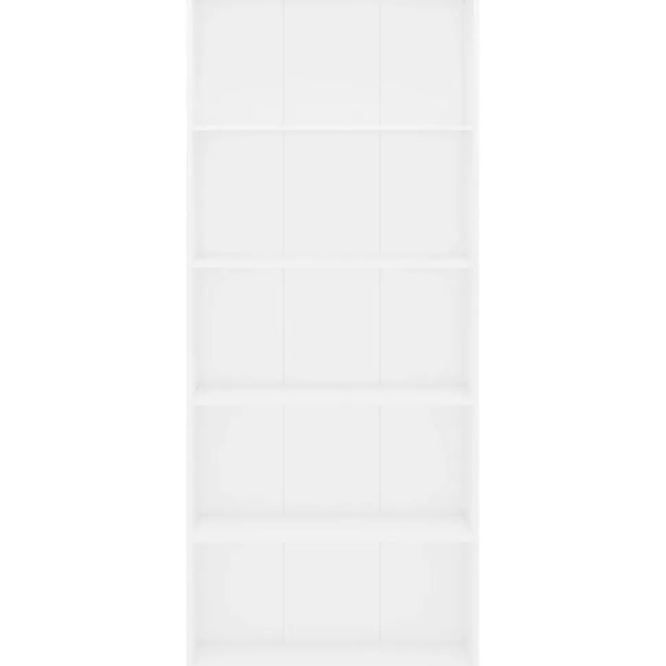 5-tasoinen kirjahylly valkoinen 80x30x189 cm lastulevy