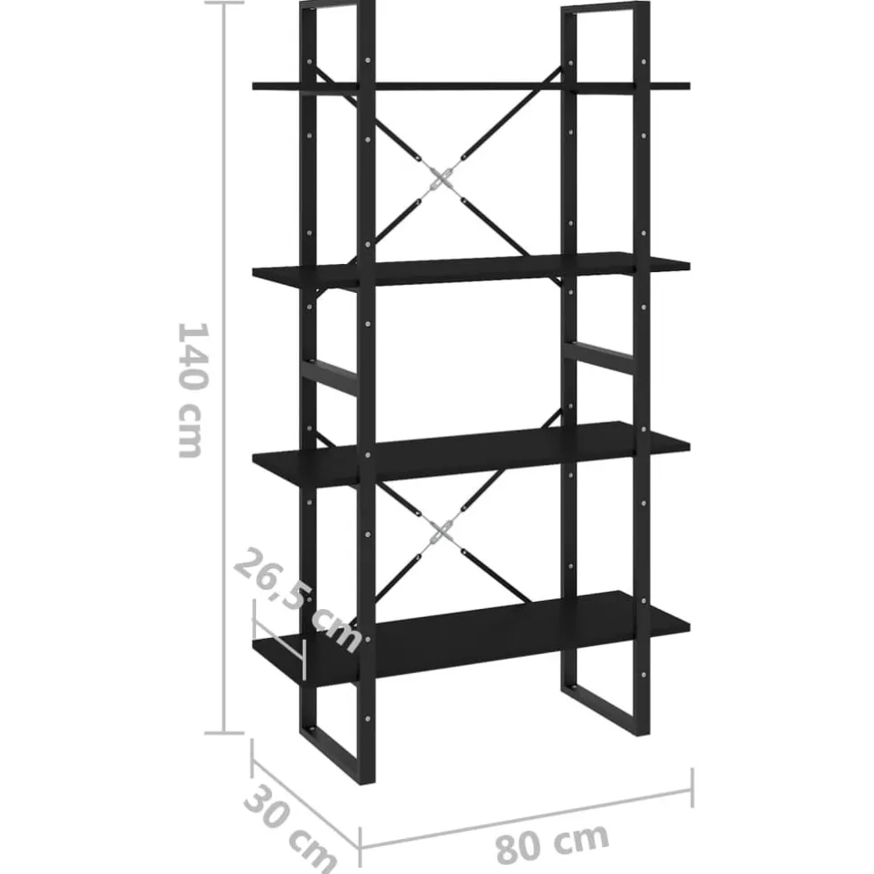 2-tasoinen kirjahylly 80x30x70 cm lastulevy betoninharmaa