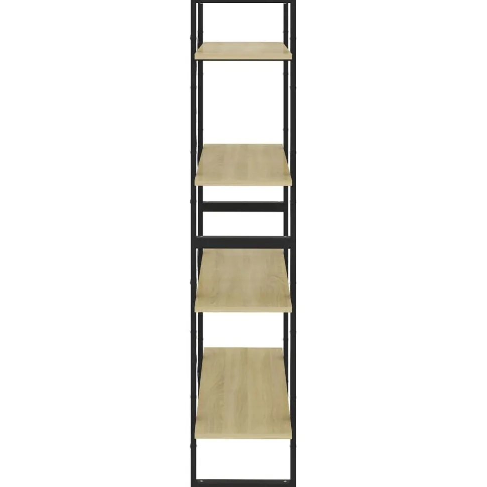 2-tasoinen kirjahylly 80x30x70 cm lastulevy betoninharmaa