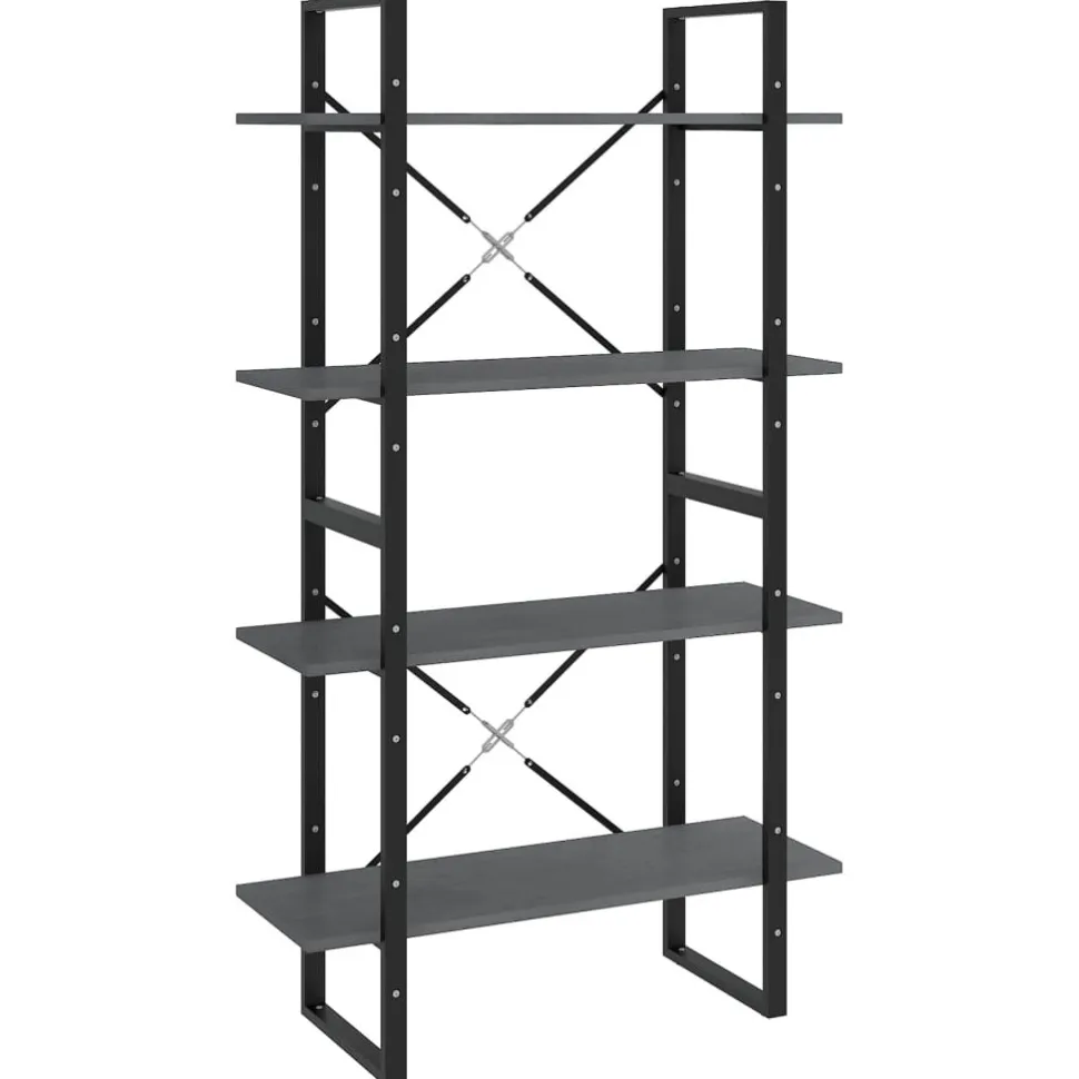 2-tasoinen kirjahylly 80x30x70 cm lastulevy betoninharmaa