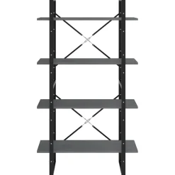 2-tasoinen kirjahylly 80x30x70 cm lastulevy betoninharmaa