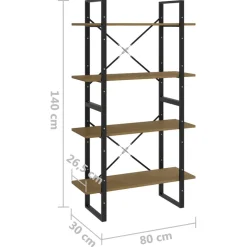 2-tasoinen kirjahylly 80x30x70 cm lastulevy betoninharmaa