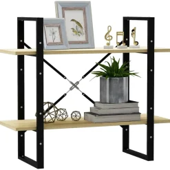 2-tasoinen kirjahylly 80x30x70 cm lastulevy betoninharmaa