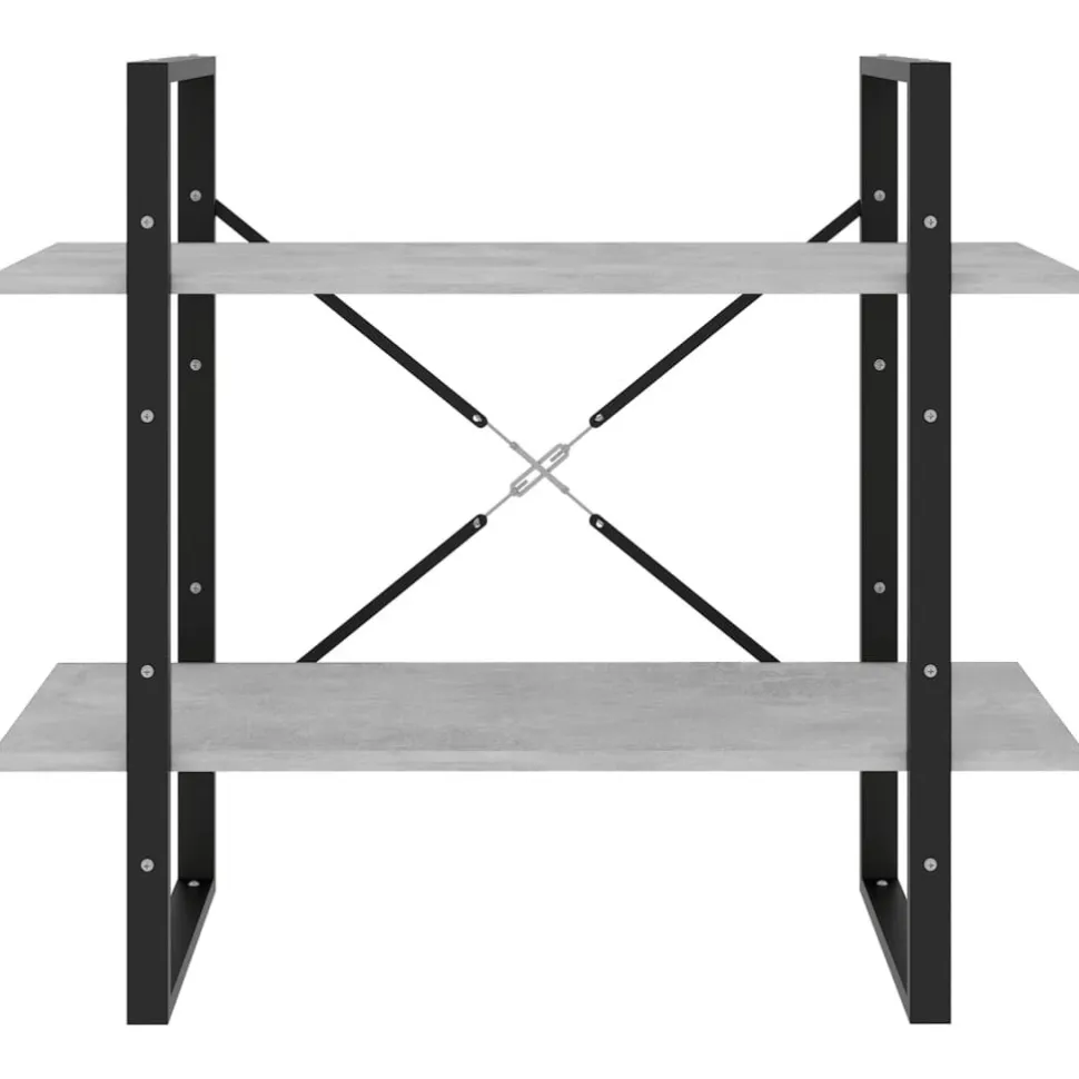 2-tasoinen kirjahylly 80x30x70 cm lastulevy betoninharmaa