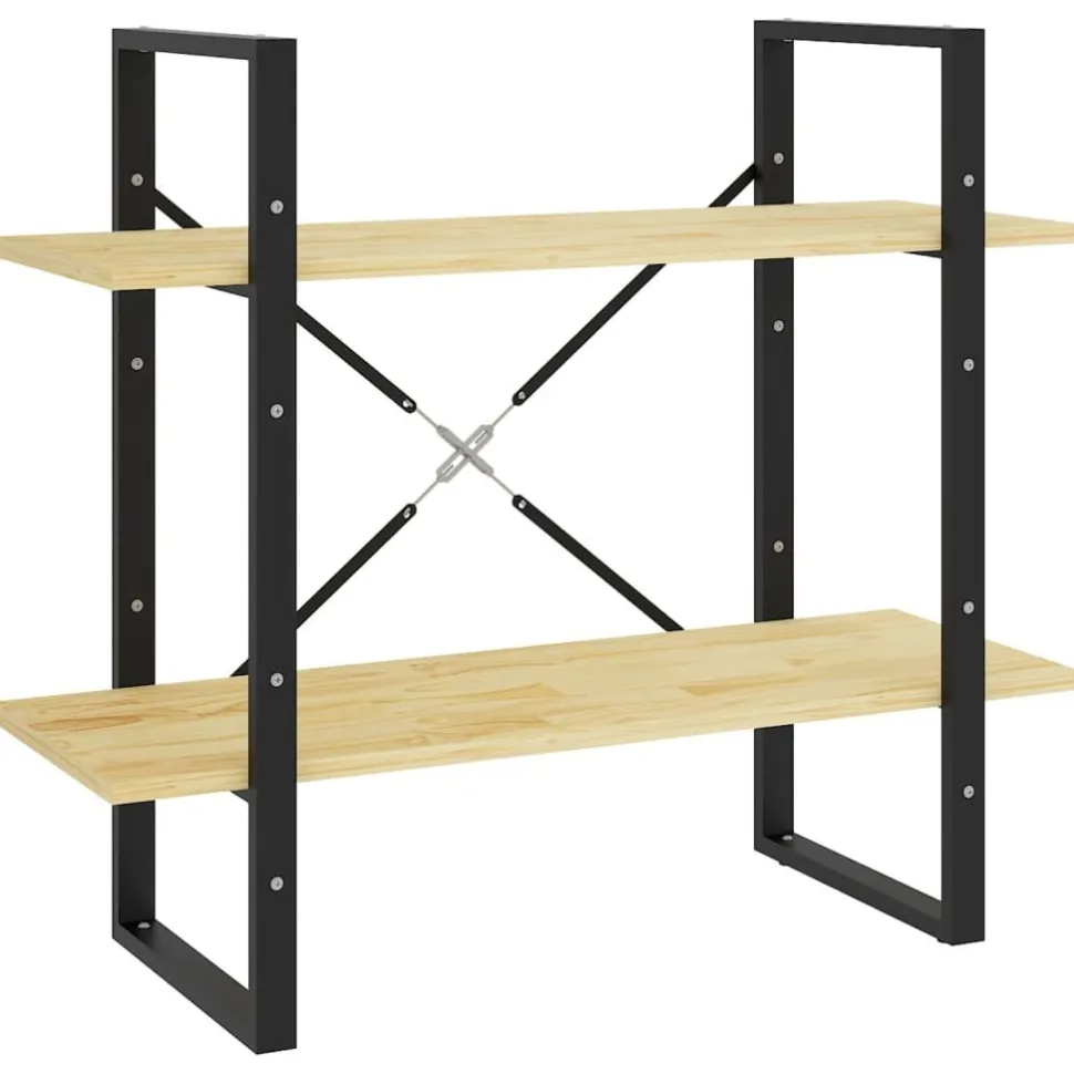 2-tasoinen kirjahylly 80x30x70 cm lastulevy betoninharmaa