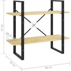 2-tasoinen kirjahylly 80x30x70 cm lastulevy betoninharmaa