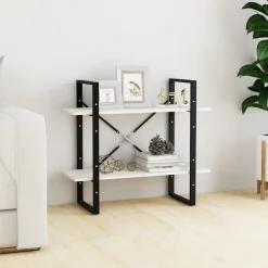 2-tasoinen kirjahylly 80x30x70 cm lastulevy betoninharmaa