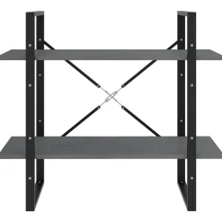 2-tasoinen kirjahylly 80x30x70 cm lastulevy betoninharmaa