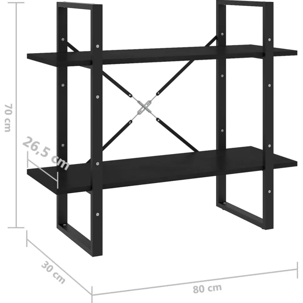 2-tasoinen kirjahylly 80x30x70 cm lastulevy betoninharmaa