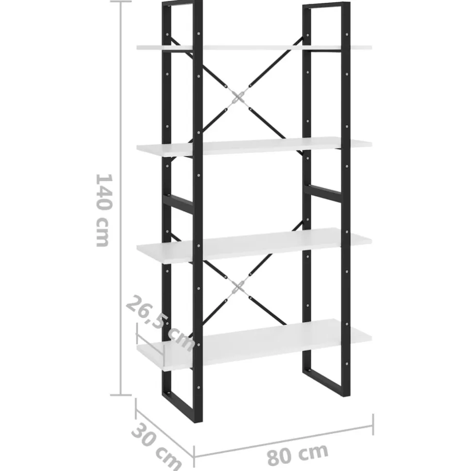 2-tasoinen kirjahylly 80x30x70 cm lastulevy betoninharmaa